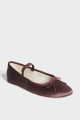 Chocolate Brown Satin Leonie Soft Ballet Flats