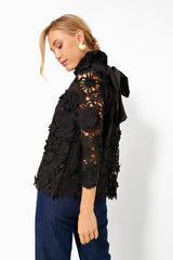 Black Guipure Lace Faye Blouse