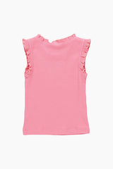 Confetti Pink Organic Ruffle Rib Tank