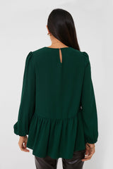 Hunter Green Carlota Peplum Blouse
