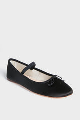 Black Satin Leonie Soft Ballet Flats