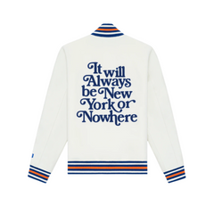 New York or Nowhere x New York Mets Chrome White Motto Varsity Jacket