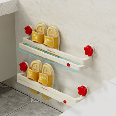 Bathroom Double Layer Suction Cup Slipper Rack No Punching