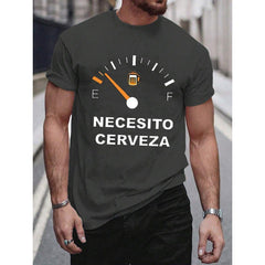 Men's Crew-Neck T-Shirt with Letter Pattern