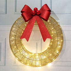 Christmas Wreath Metal Glow Bow