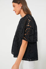 Black Eyelet Finley Flutter Sleeve Top