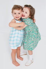 Blue Painted Gingham Shortie Romper