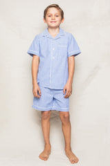 Kid's French Blue Seersucker Short Set