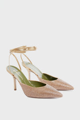 Bronze Gala Strass Lace Up Pumps