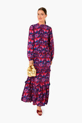 Exclusive Blue Kazak Mock Neck Maxi Dress