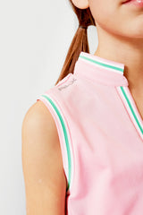 Pink Sleeveless Air Tech Polo Pique Popover Tank