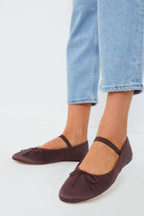 Chocolate Brown Satin Leonie Soft Ballet Flats