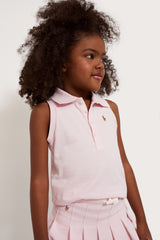 Little Girls Cotton Mesh Sleeveless Polo Shirt