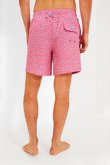 Pink Ruby School of Fish Swim Trunks