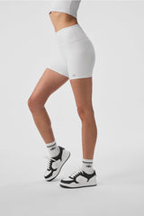 5 Airbrush High-Waist Biker Short - White