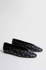 Black Regency Studded Leather Slippers