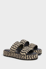Black Multi Borderline Platform Sandals