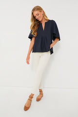 Navy Finley Flutter Sleeve Top