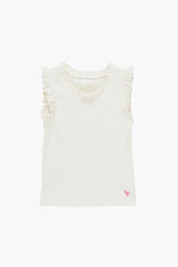 Gardenia White Organic Ruffle Rib Tank