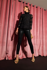 Black Guipure Lace Faye Blouse
