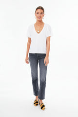 True White V Neck Tee