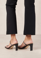 Cannes Glow Black Leather Sandals