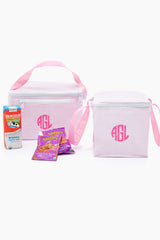 Pink Seersucker Snack Square Bag