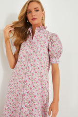 Pink Multi Ruffle Collar Louisa Midi Dress