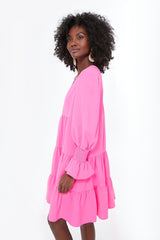 Electric Pink Crepe Kenzo Dress