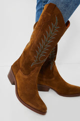 Peat Goldie Embroidered Suede Cowboy Boots