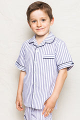 Kid's Navy French Ticking Short Set