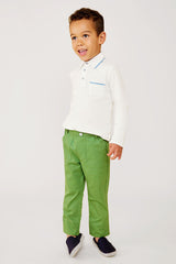Blue Piping Parker Long Sleeve Polo