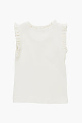 Gardenia White Organic Ruffle Rib Tank