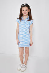 Periwinkle and White Girls Performance Polo Dress