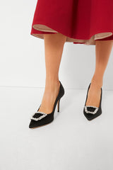 Black Sophia Jewel Buckle Satin Heels