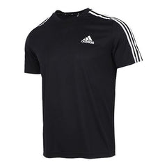 adidas M 3s T Casual Sports Side Stripe Round Neck Short Sleeve Black GM2105