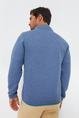 Blue Heather Plus Olive Corbet Reversible Pullover