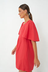 Red Finley Flutter Sleeve Dress