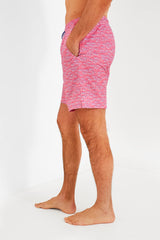 Pink Ruby School of Fish Swim Trunks