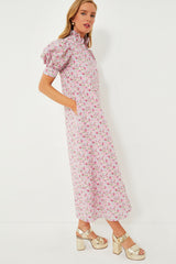 Pink Multi Ruffle Collar Louisa Midi Dress