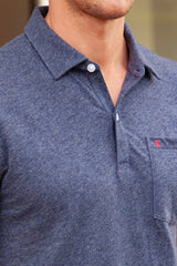 Heathered Navy Sunwashed Polo