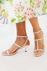 White Novie Leather Kitten Heels