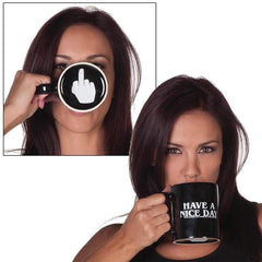 Quirky Ceramic Mug with Middle Finger Design