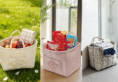 Boho-Chic Quilted Floral Storage Basket
