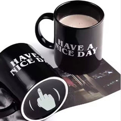 Quirky Ceramic Mug with Middle Finger Design