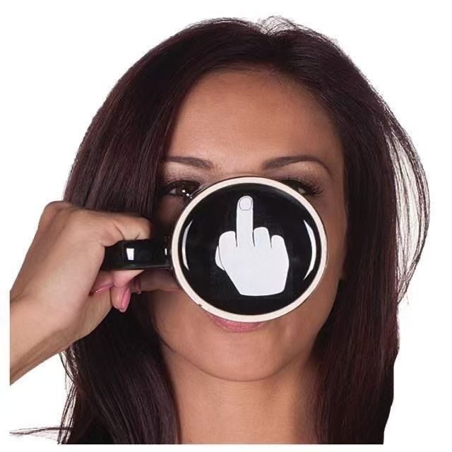 Quirky Ceramic Mug with Middle Finger Design