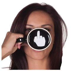 Quirky Ceramic Mug with Middle Finger Design