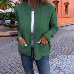 Round Neck Zipper Knitted Jacket