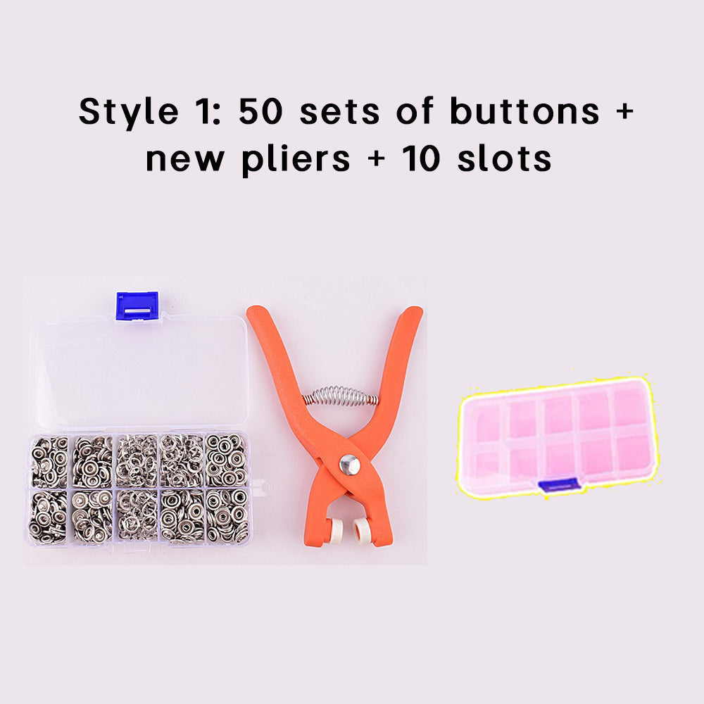 Metal snap fastener set