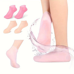 A pair of foot skin care elastic socks